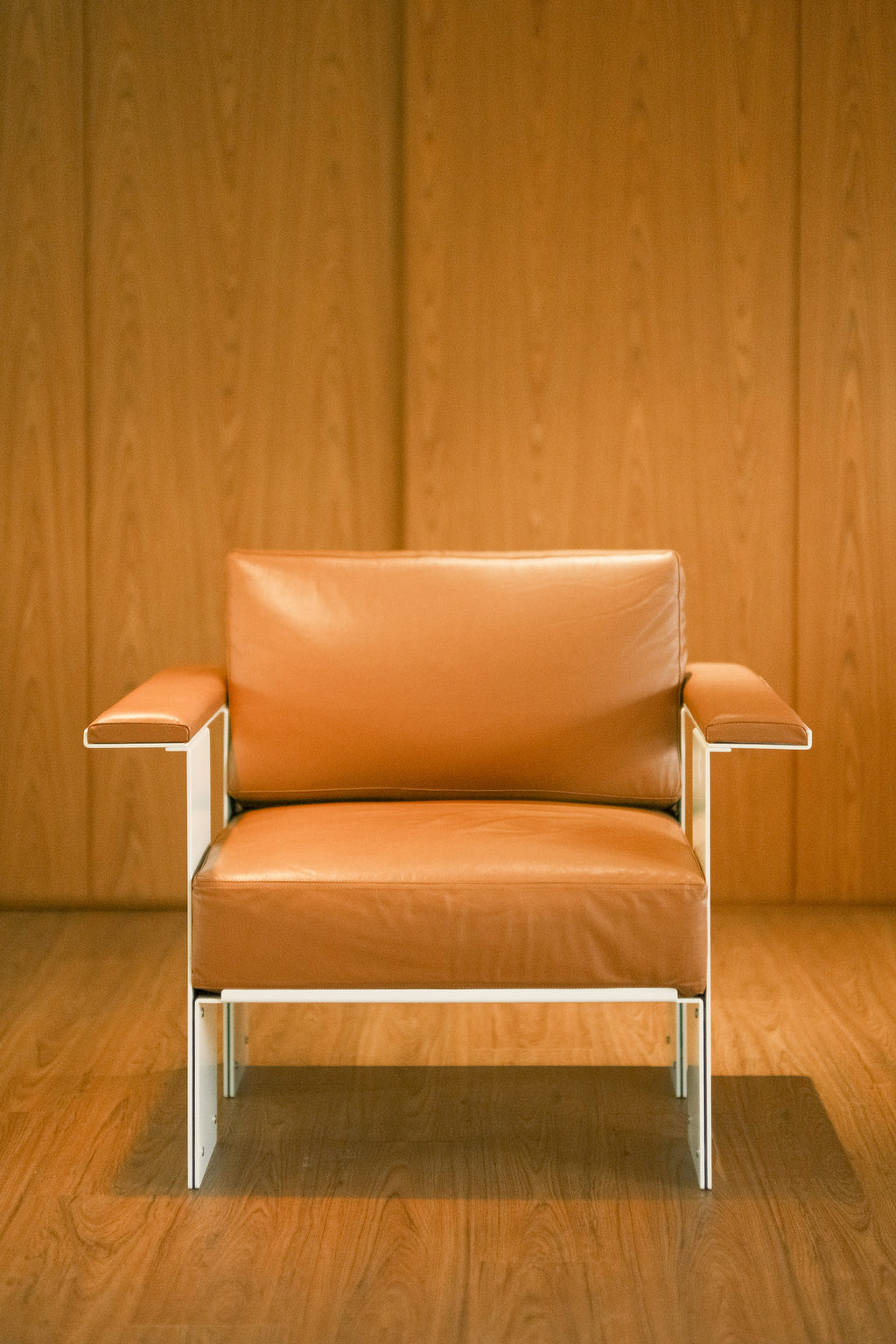 The Single Sofa - White, Leather(Light Brown)